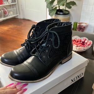 XOXO Black Lace Boots